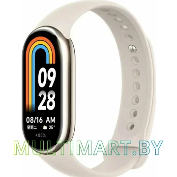 Фитнес-браслет Xiaomi Smart Band 8 (золотистый, бежевый ремешок, международная версия) картинка 2